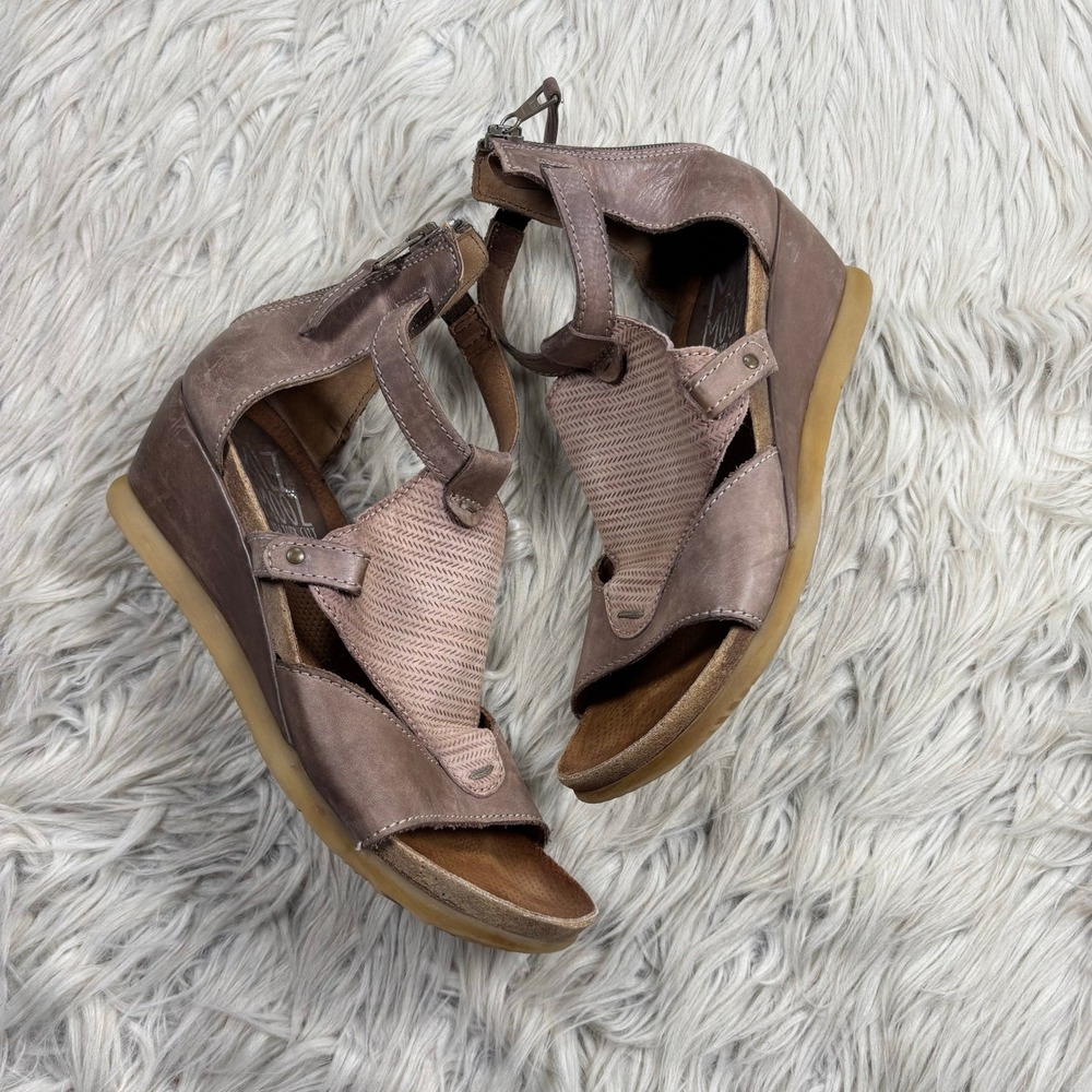 Miz Mooz Women's 39 8.5 9 Brown Leather Maya Wedge Gladiator Sandals Boho - Picture 2 of 9